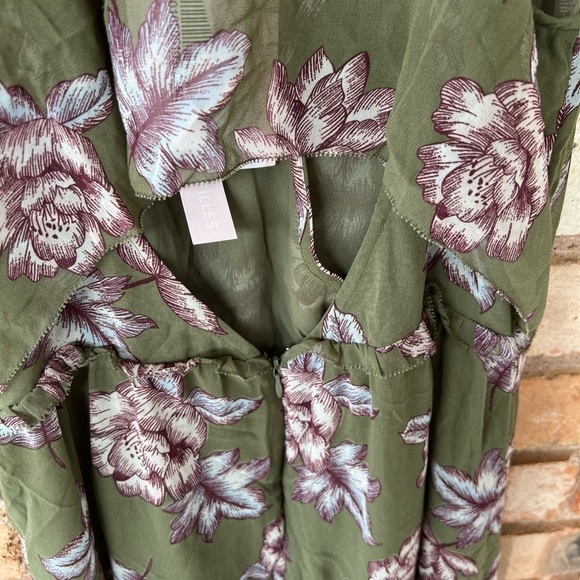 NWT Avec Les Filles Womens Chiffon Open Back Floral Midi Ruffle Dress Boho - Picture 8 of 11